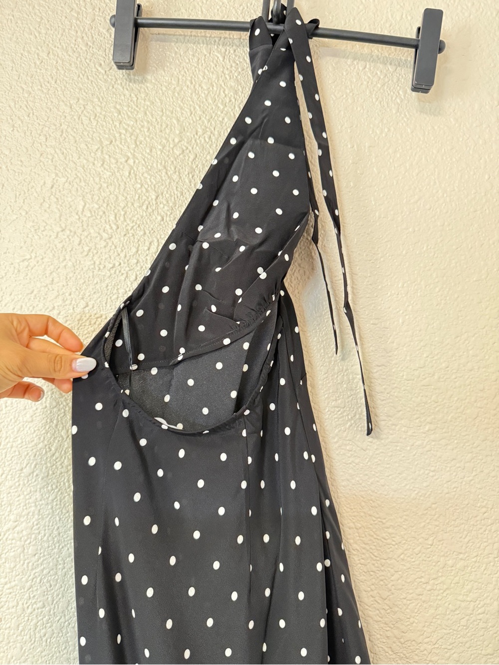 NWOT Realisation Par Sadie Polka Dot Halter Vneck Silk Midi Dress Vacation XS - Picture 7 of 8